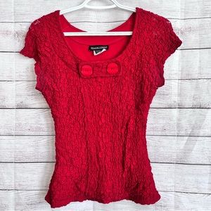 FRANK LYMAN Red Top with Lace Size 6